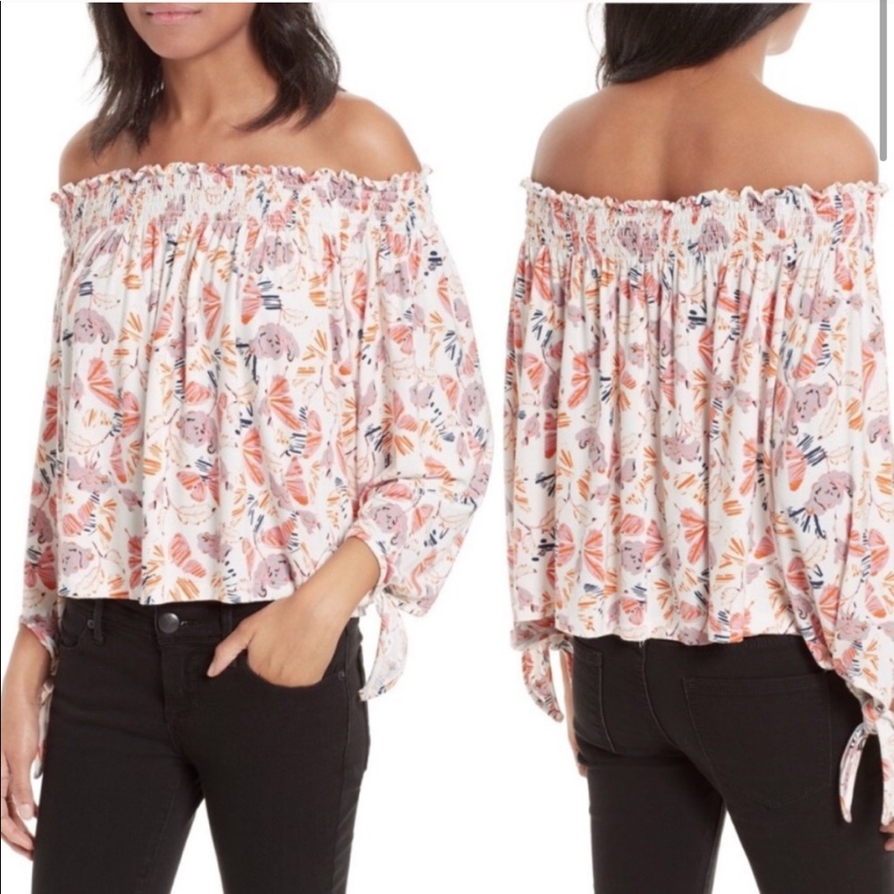 free people off the shoulder flowy floral blouse!